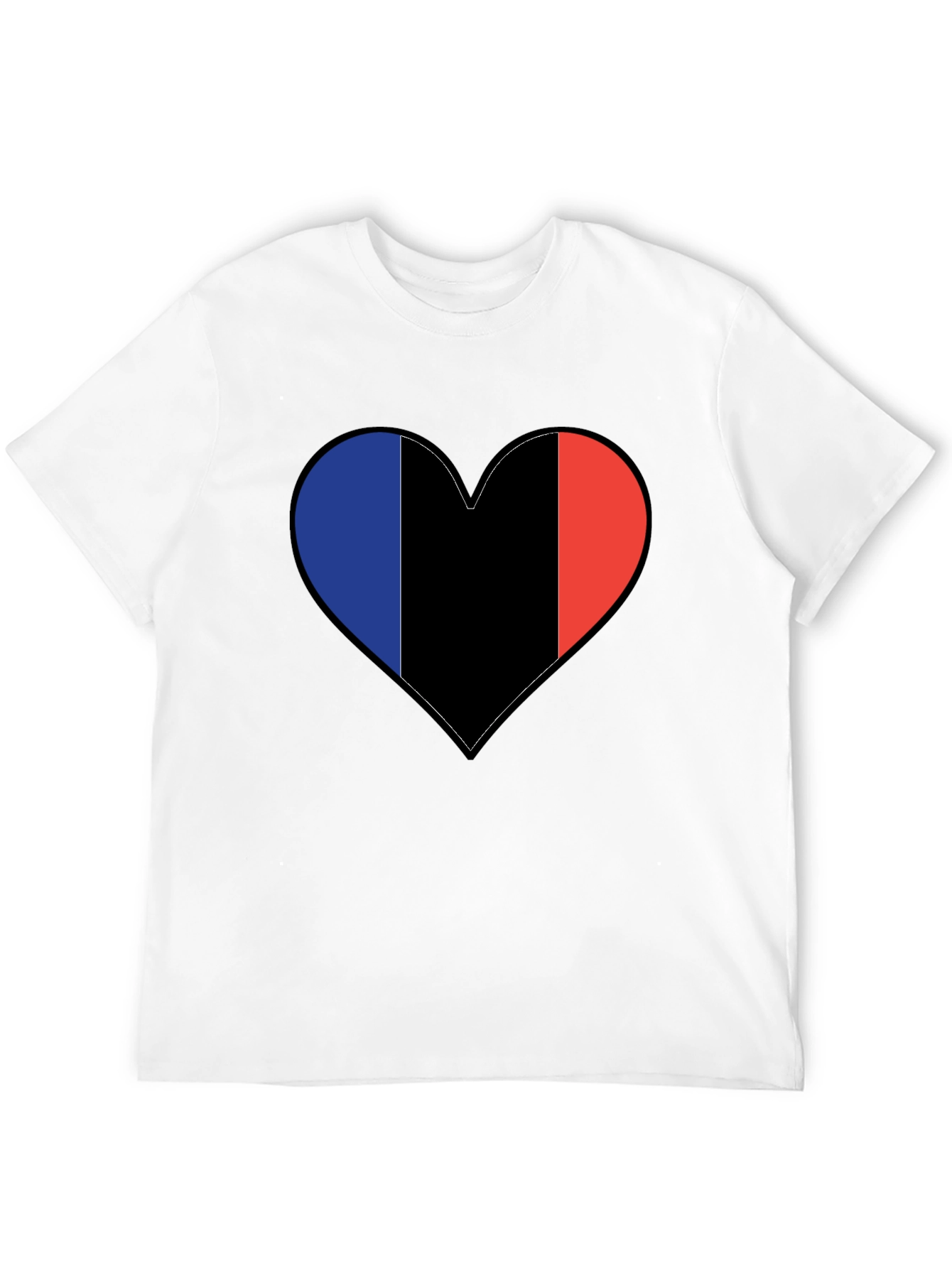 French Flag Heart Black T-Shirt