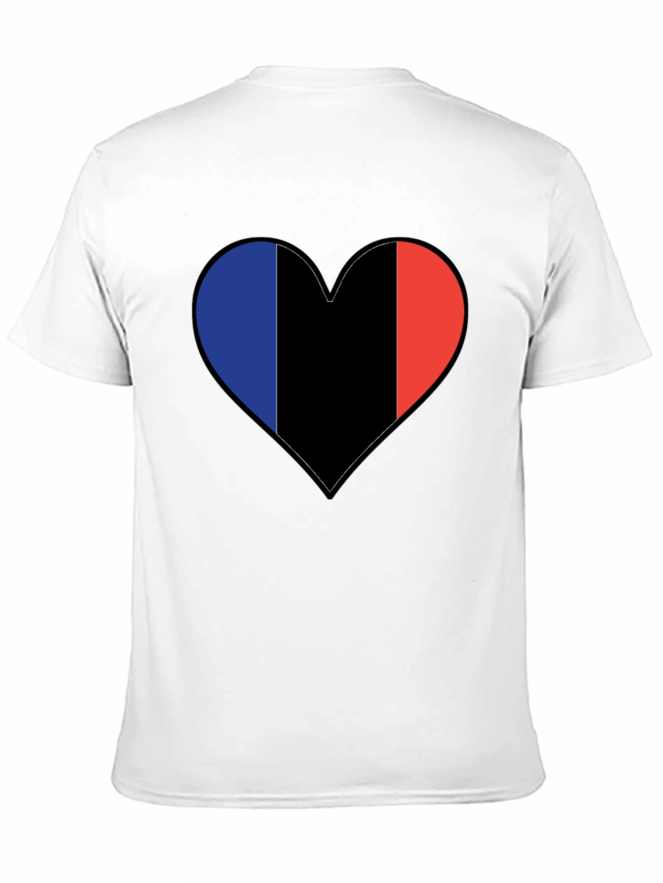 French Flag Heart Black T-Shirt