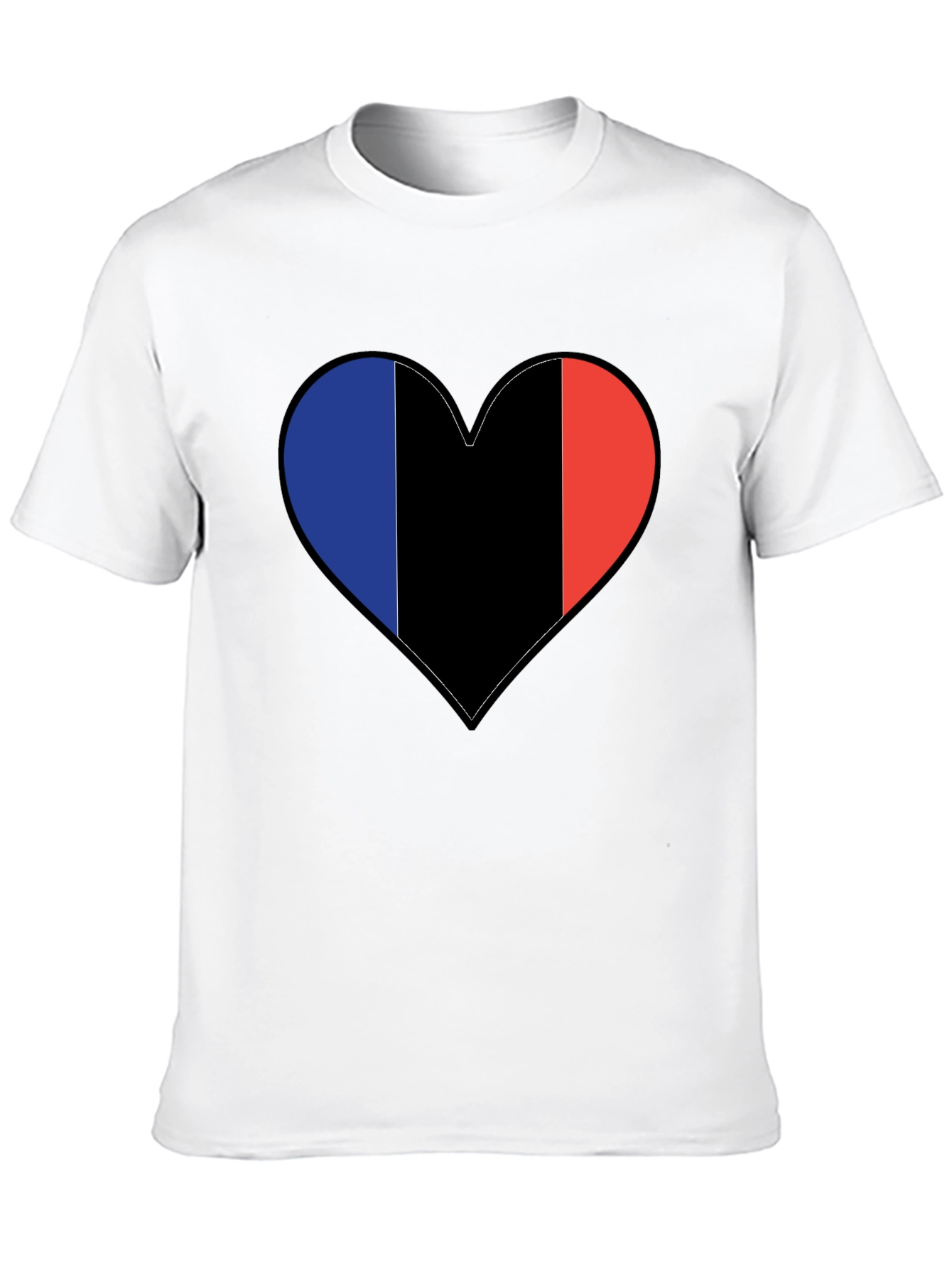 French Flag Heart Black T-Shirt