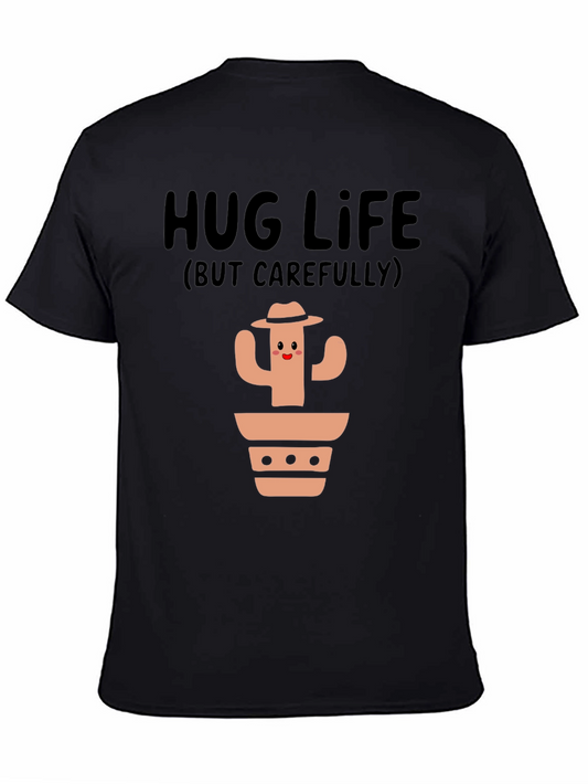 Hug Life Cactus Graphic T-Shirt - Black Cotton Tee