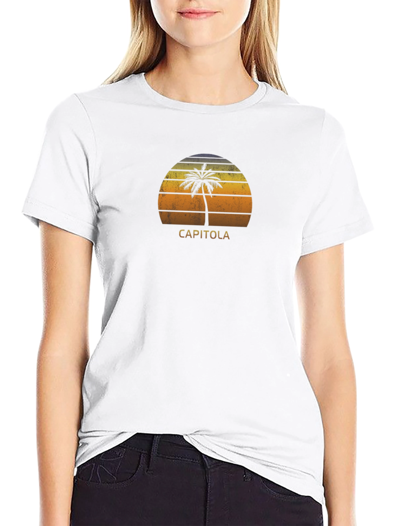 Capitola Palm Tree Graphic T-Shirt - Retro Sunset Style