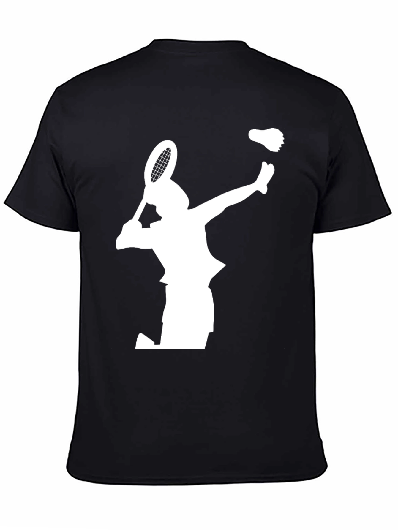 Badminton Player Graphic Tee - Black Cotton T-Shirt