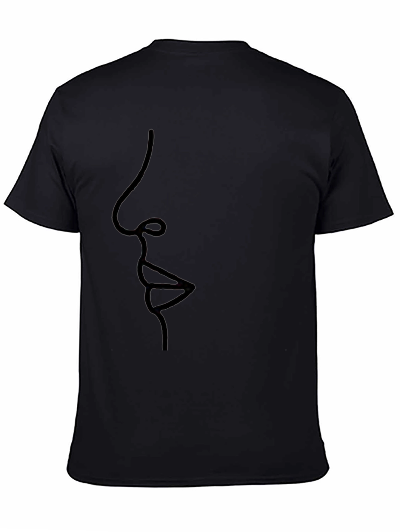 Minimalist Line Art Face Black T-Shirt