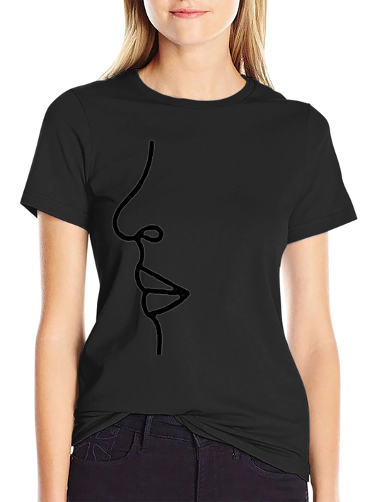 Minimalist Line Art Face Black T-Shirt