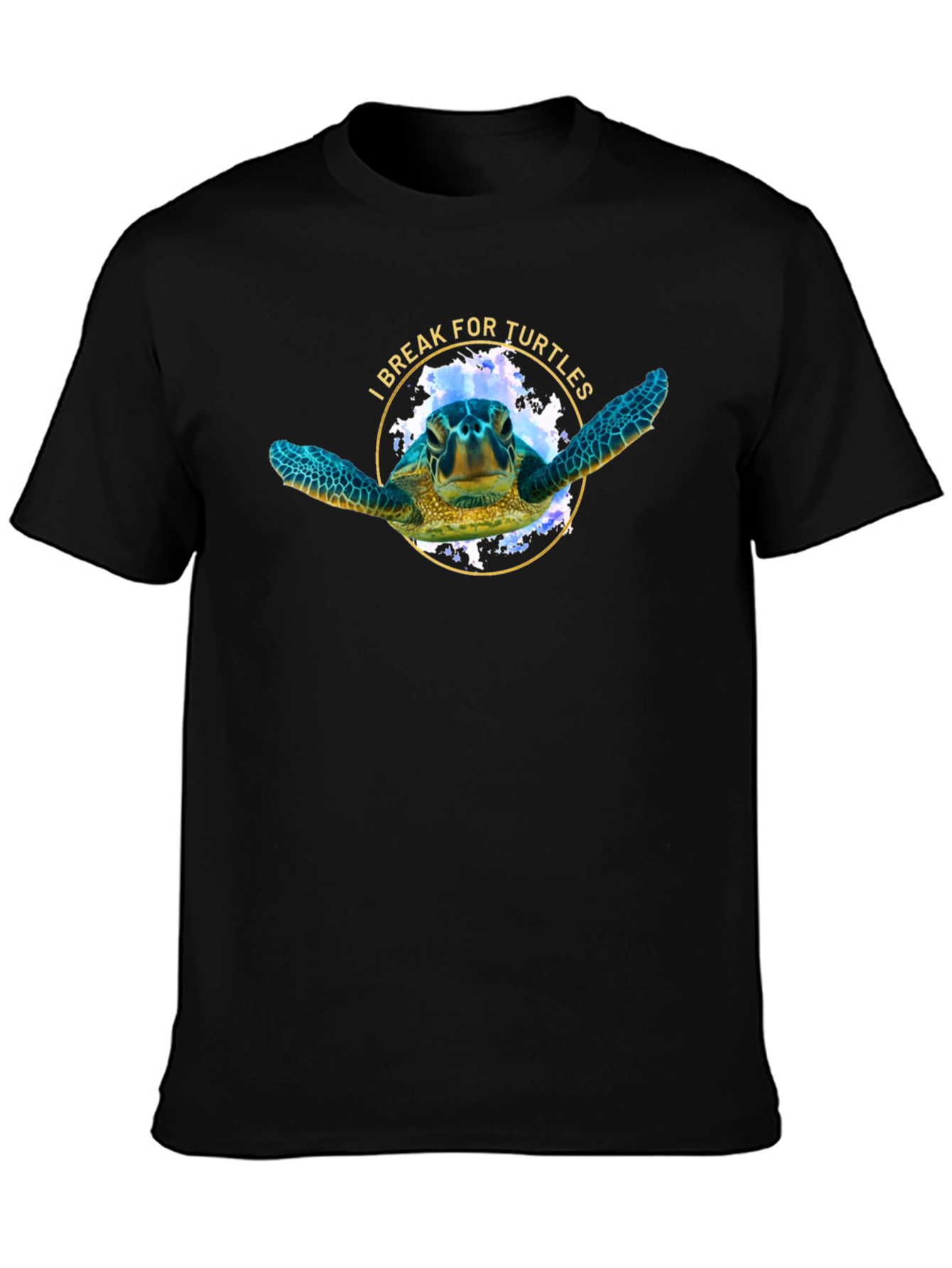I Break For Turtles Black Graphic T-Shirt