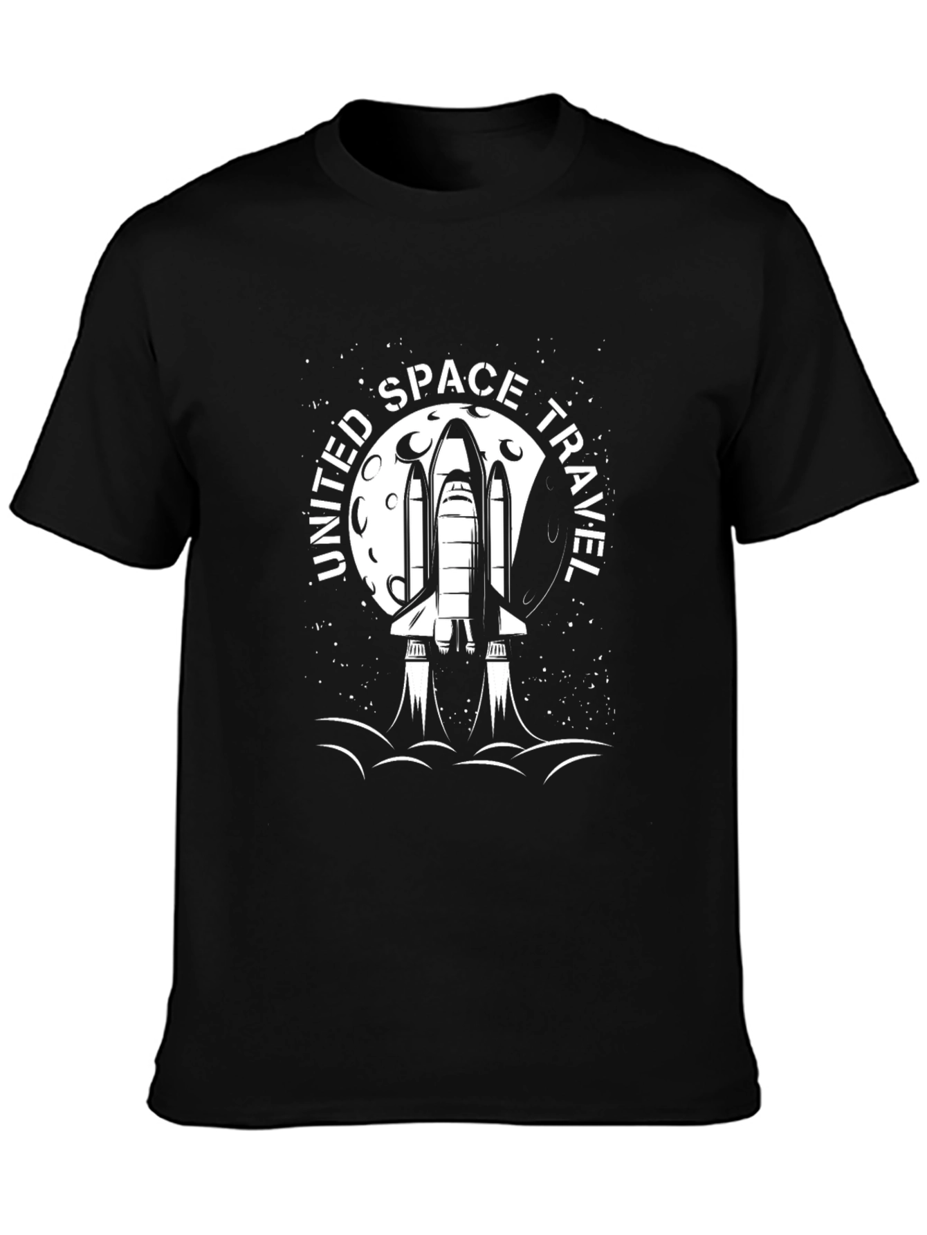 United Space Travel Black Graphic Tee