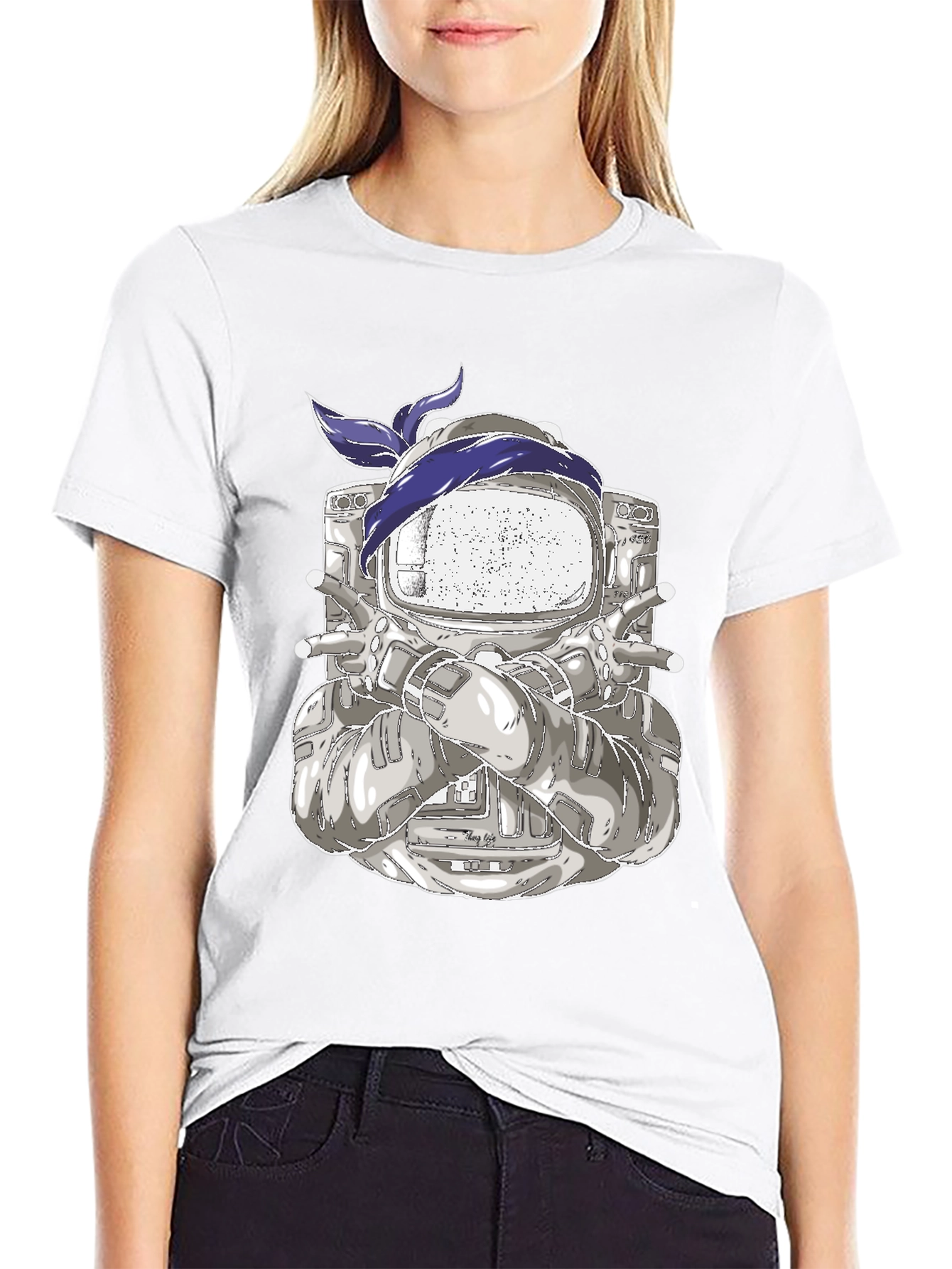 Astronaut Bandana Graphic Tee - Cool Space Design