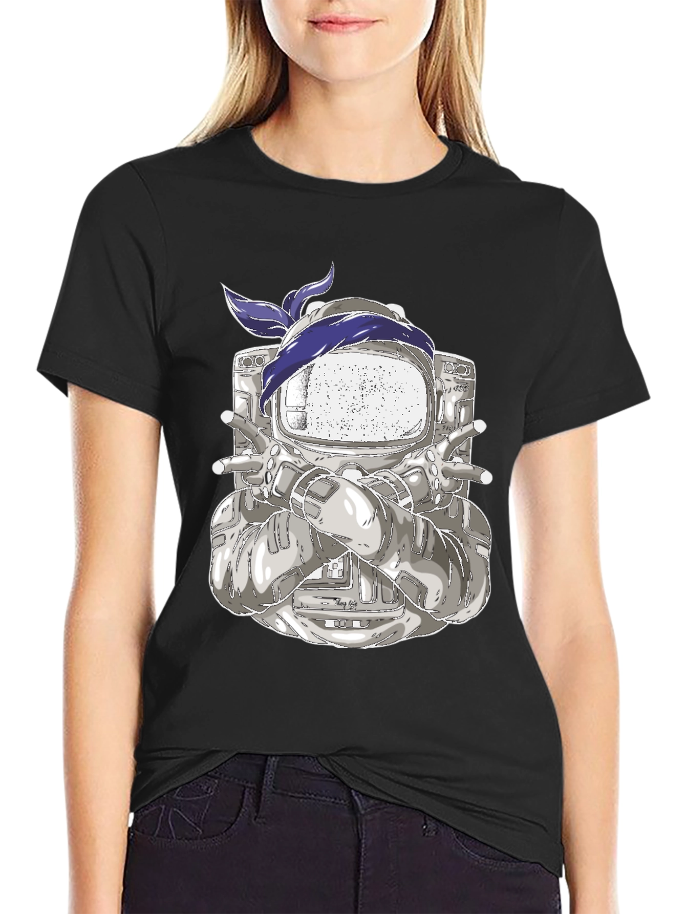 Astronaut Bandana Graphic Tee - Cool Space Design