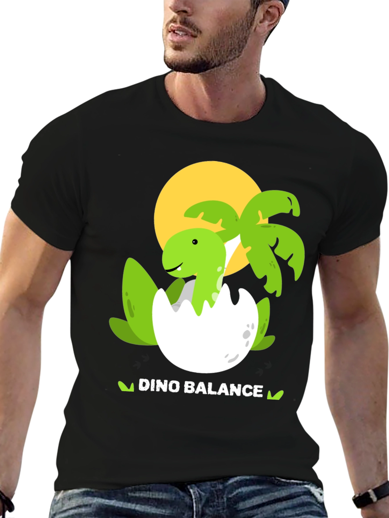 Dino Balance T-Shirt - Hatching Dinosaur Graphic Tee