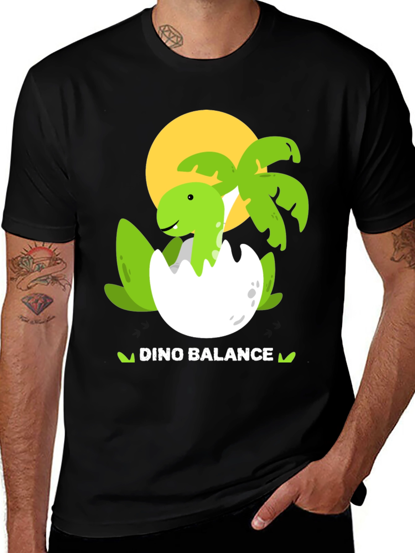 Dino Balance T-Shirt - Hatching Dinosaur Graphic Tee