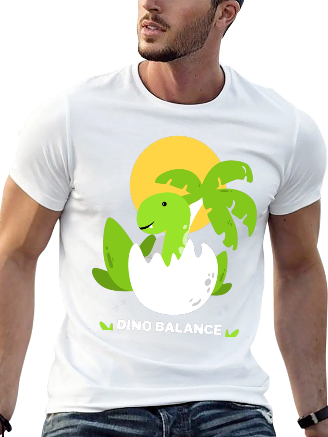 Dino Balance T-Shirt - Hatching Dinosaur Graphic Tee