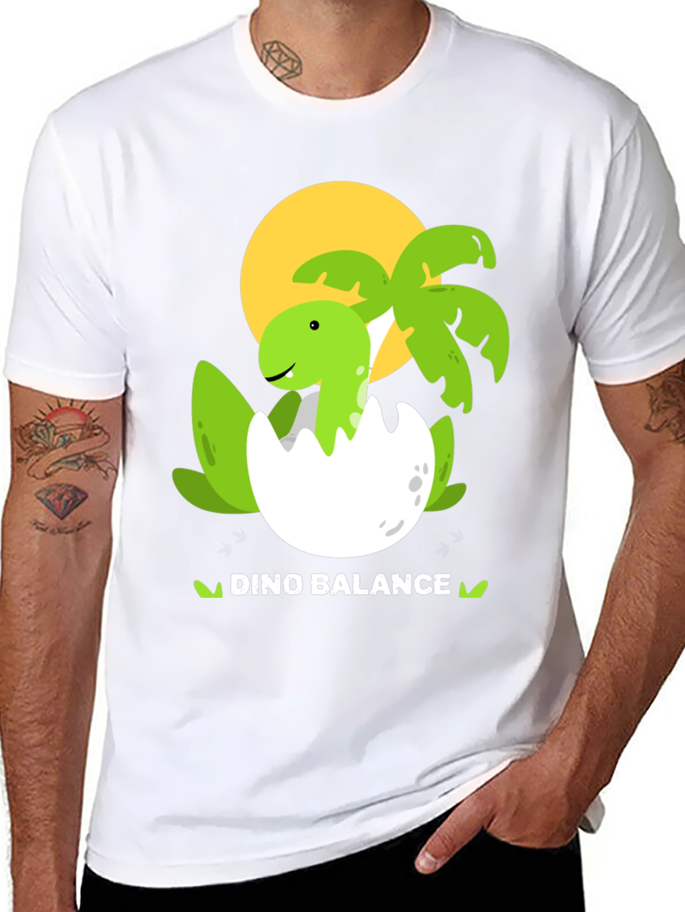 Dino Balance T-Shirt - Hatching Dinosaur Graphic Tee