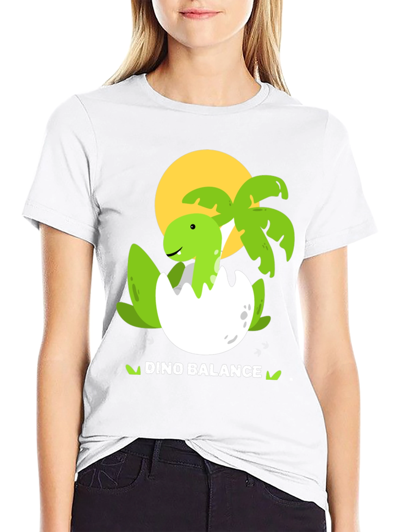 Dino Balance T-Shirt - Hatching Dinosaur Graphic Tee
