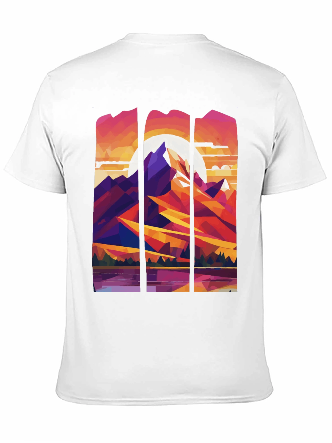 Abstract Geometric Mountain Graphic Tee - Black