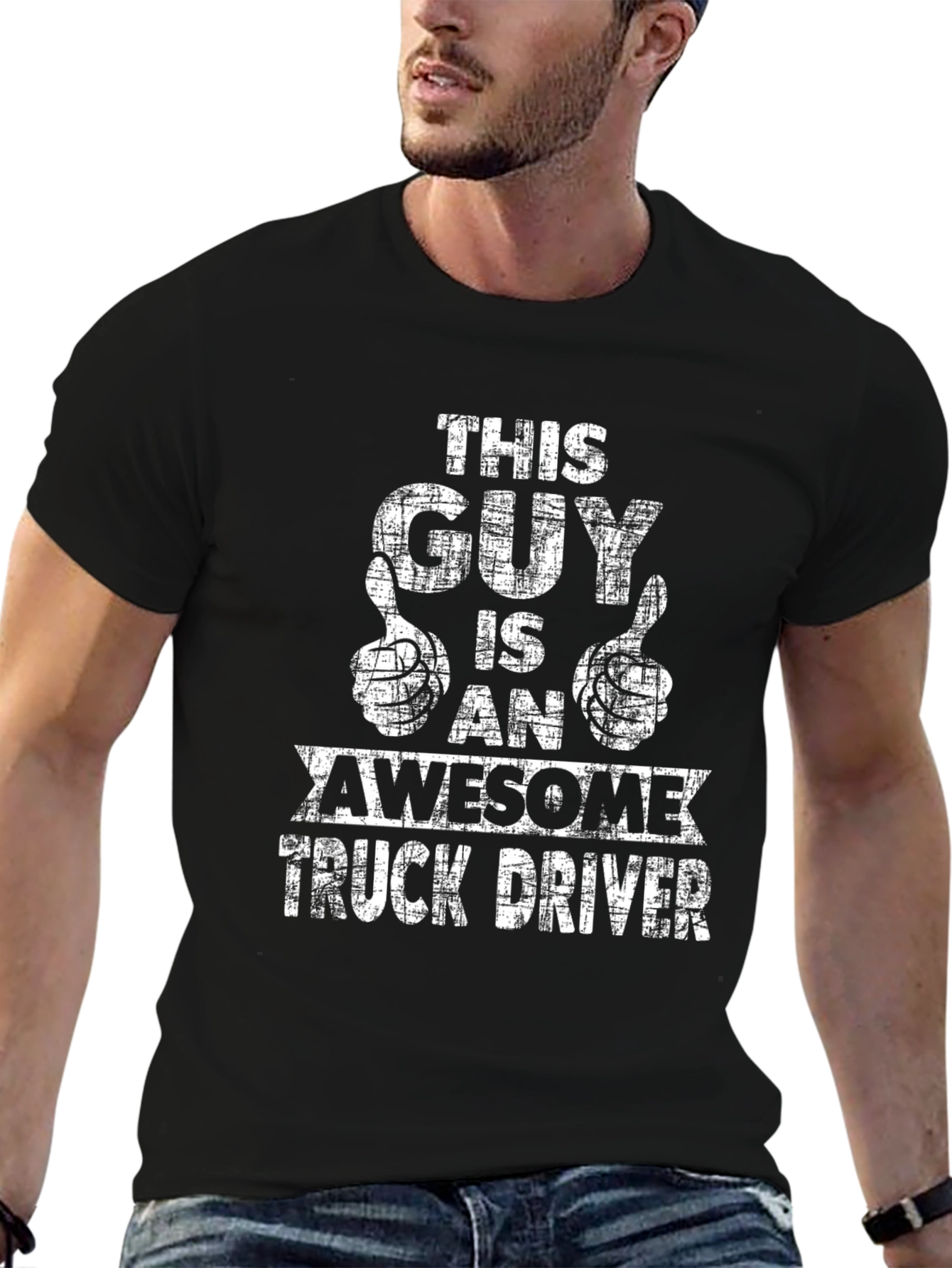 Awesome Truck Driver Graphic Tee - Black