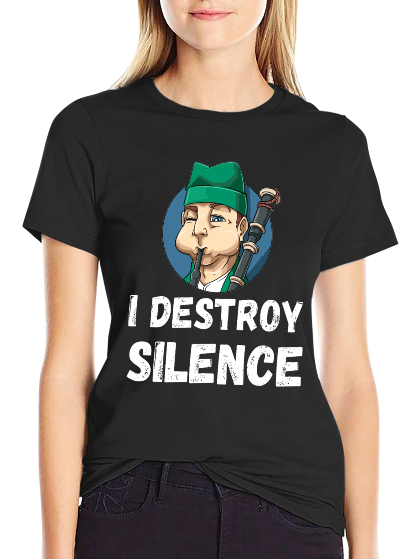 I Destroy Silence Bagpipe Player Graphic Tee
