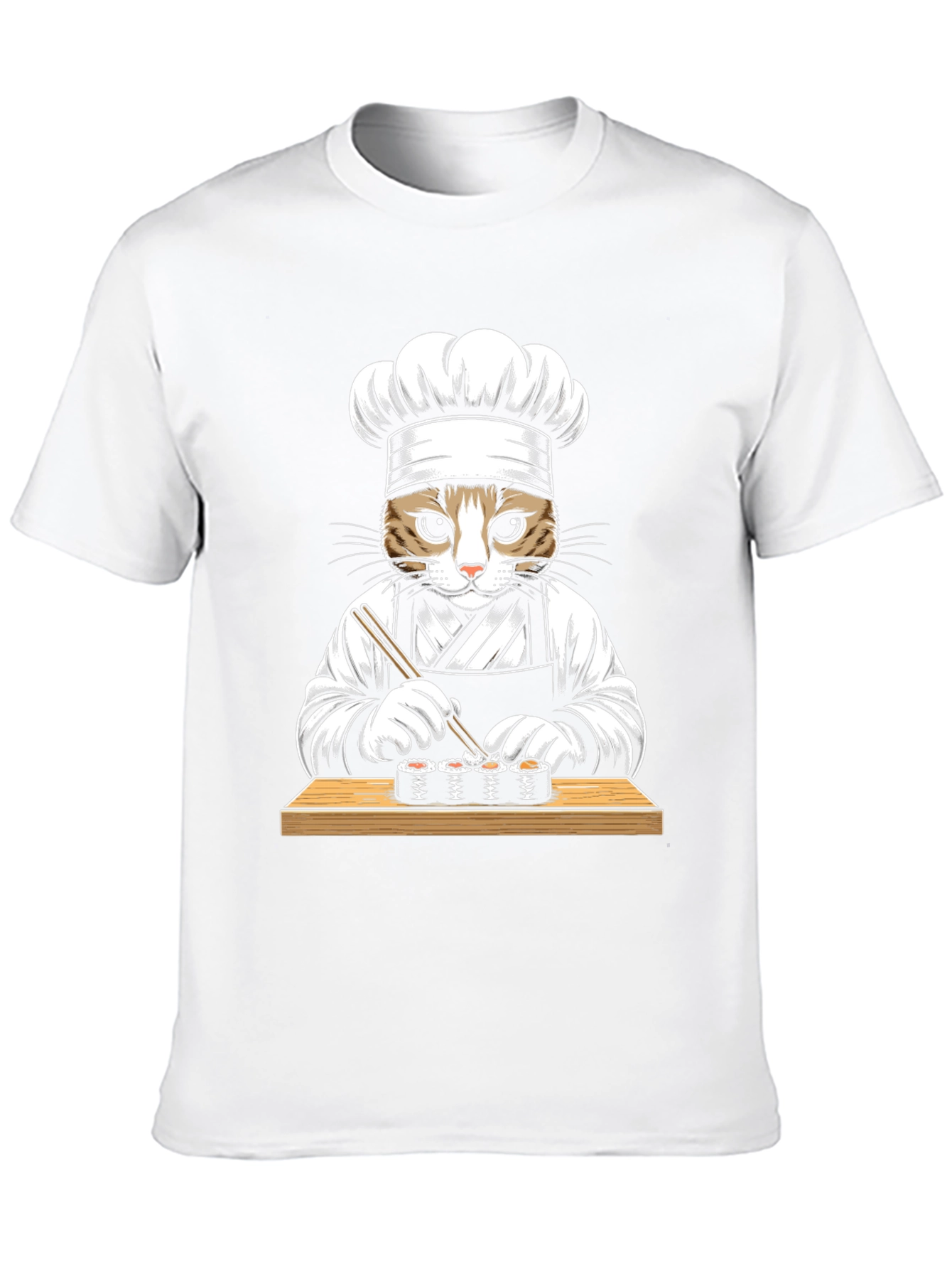 Cat Sushi Chef Graphic Tee - Unisex Black T-Shirt