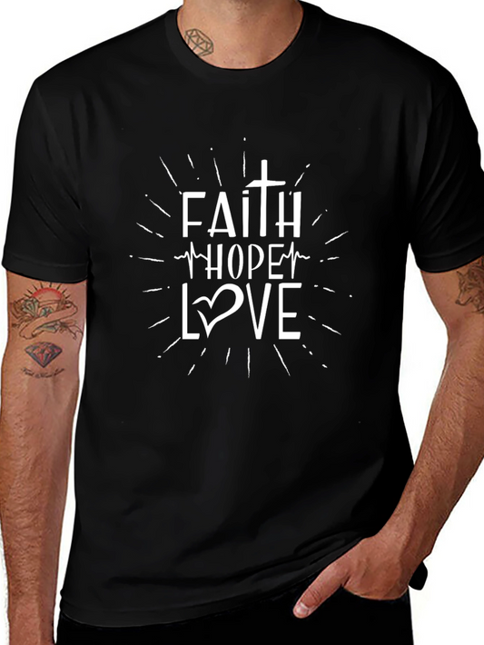 Faith Hope Love Christian Black T-Shirt