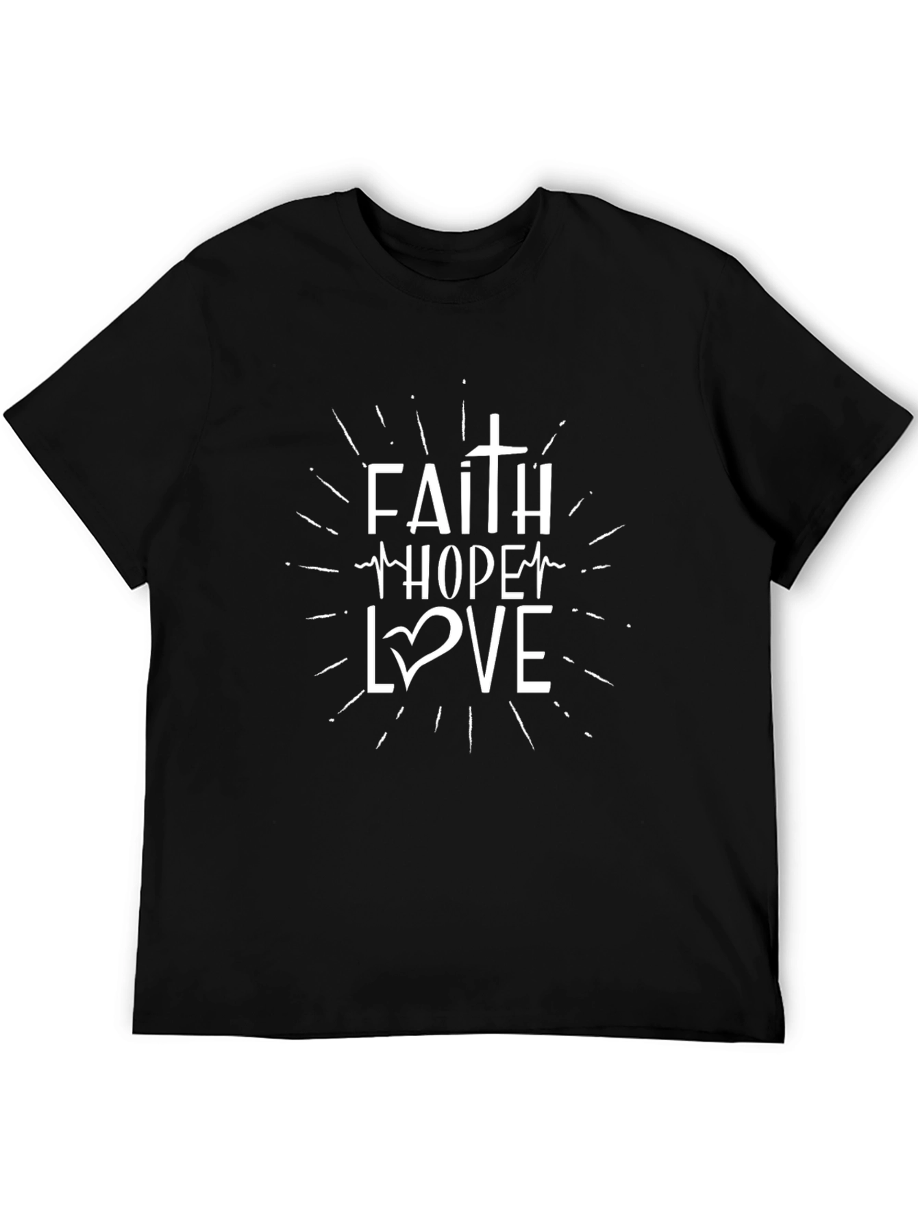 Faith Hope Love Christian Black T-Shirt