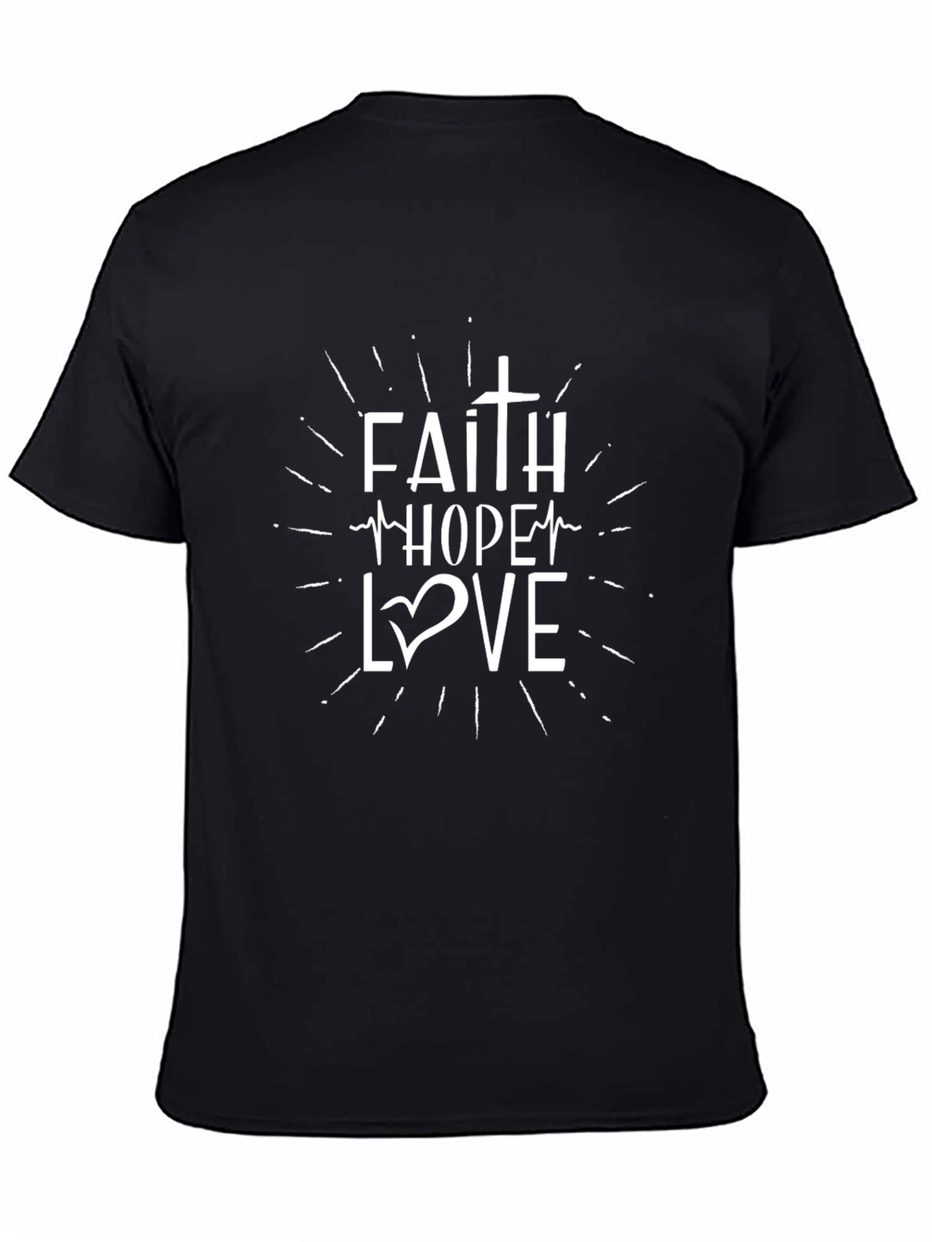 Faith Hope Love Christian Black T-Shirt
