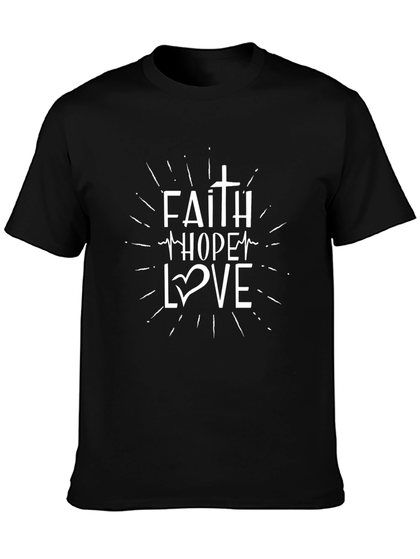 Faith Hope Love Christian Black T-Shirt