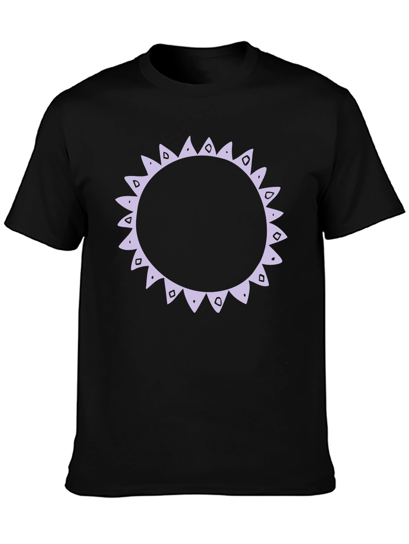 Black T-Shirt with Decorative Sun Graphic