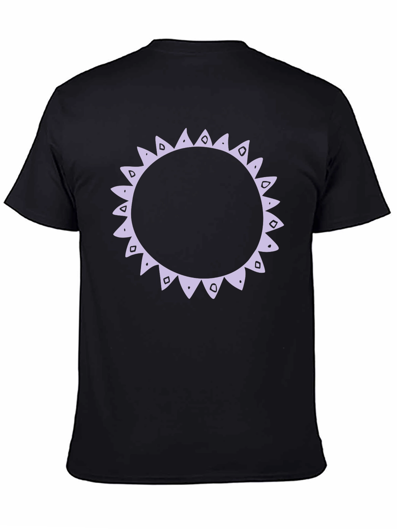 Black T-Shirt with Decorative Sun Graphic