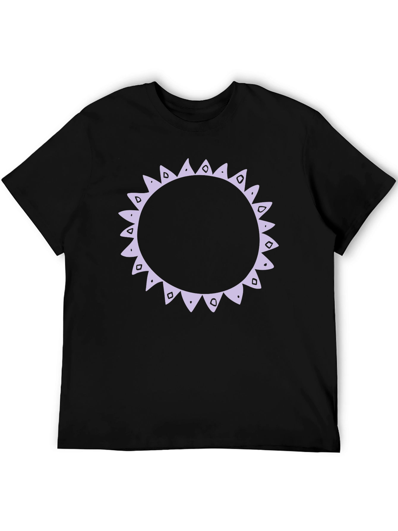 Black T-Shirt with Decorative Sun Graphic