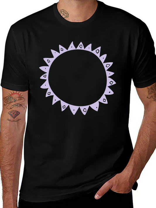 Black T-Shirt with Decorative Sun Graphic