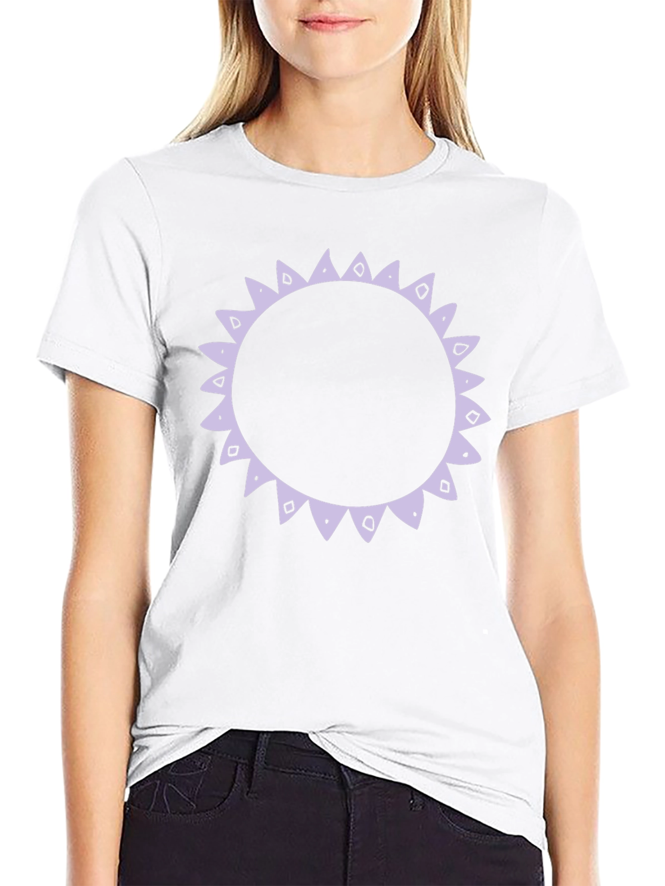 Black T-Shirt with Decorative Sun Graphic