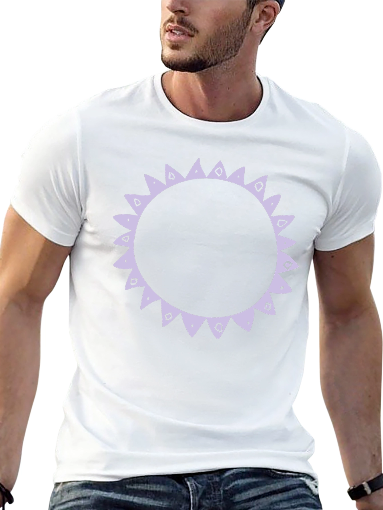 Black T-Shirt with Decorative Sun Graphic