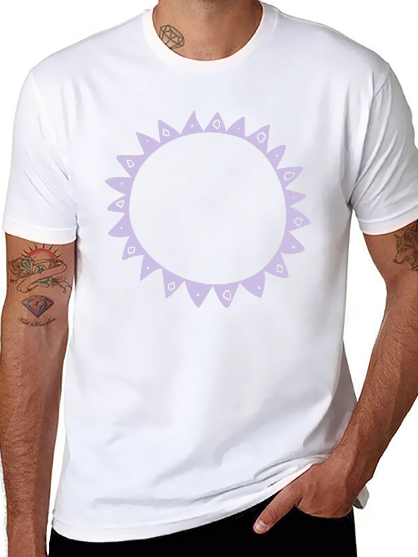 Black T-Shirt with Decorative Sun Graphic
