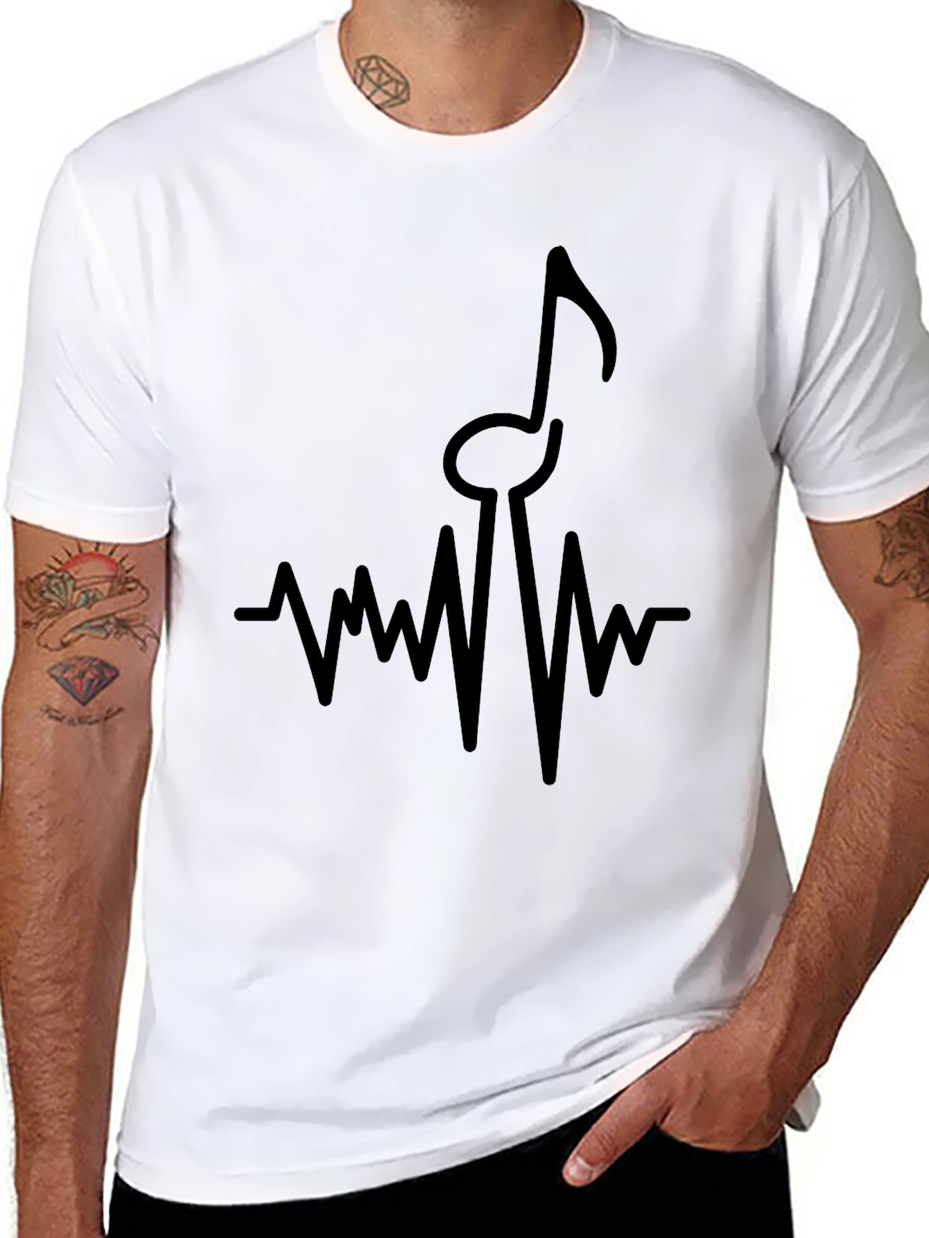 Musical Heartbeat T-Shirt - Black Graphic Tee