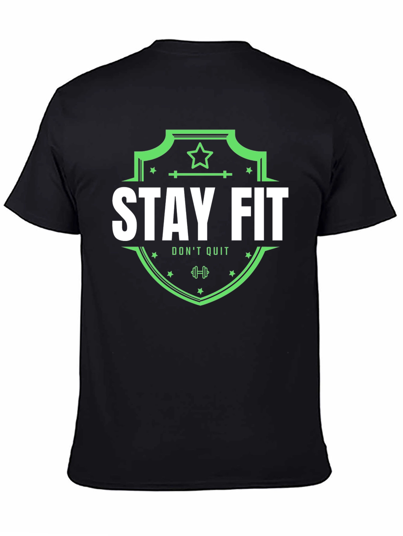 Stay Fit Graphic Tee - Black Cotton T-Shirt