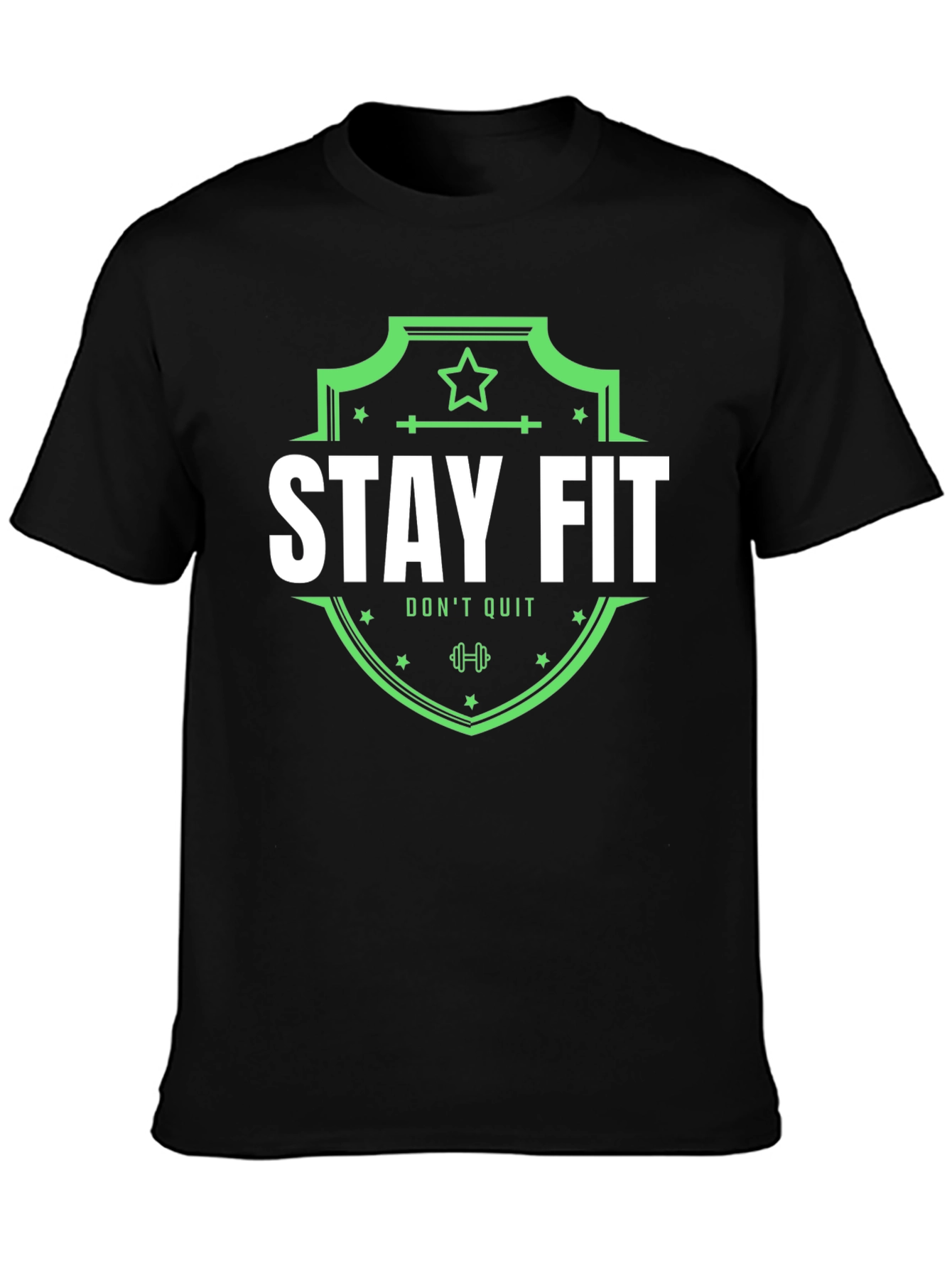 Stay Fit Graphic Tee - Black Cotton T-Shirt