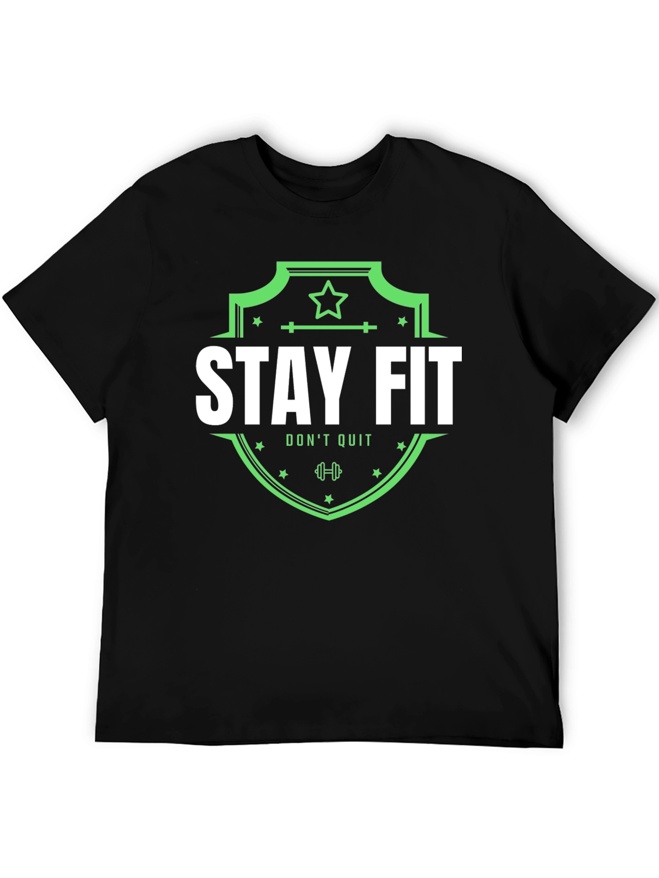 Stay Fit Graphic Tee - Black Cotton T-Shirt