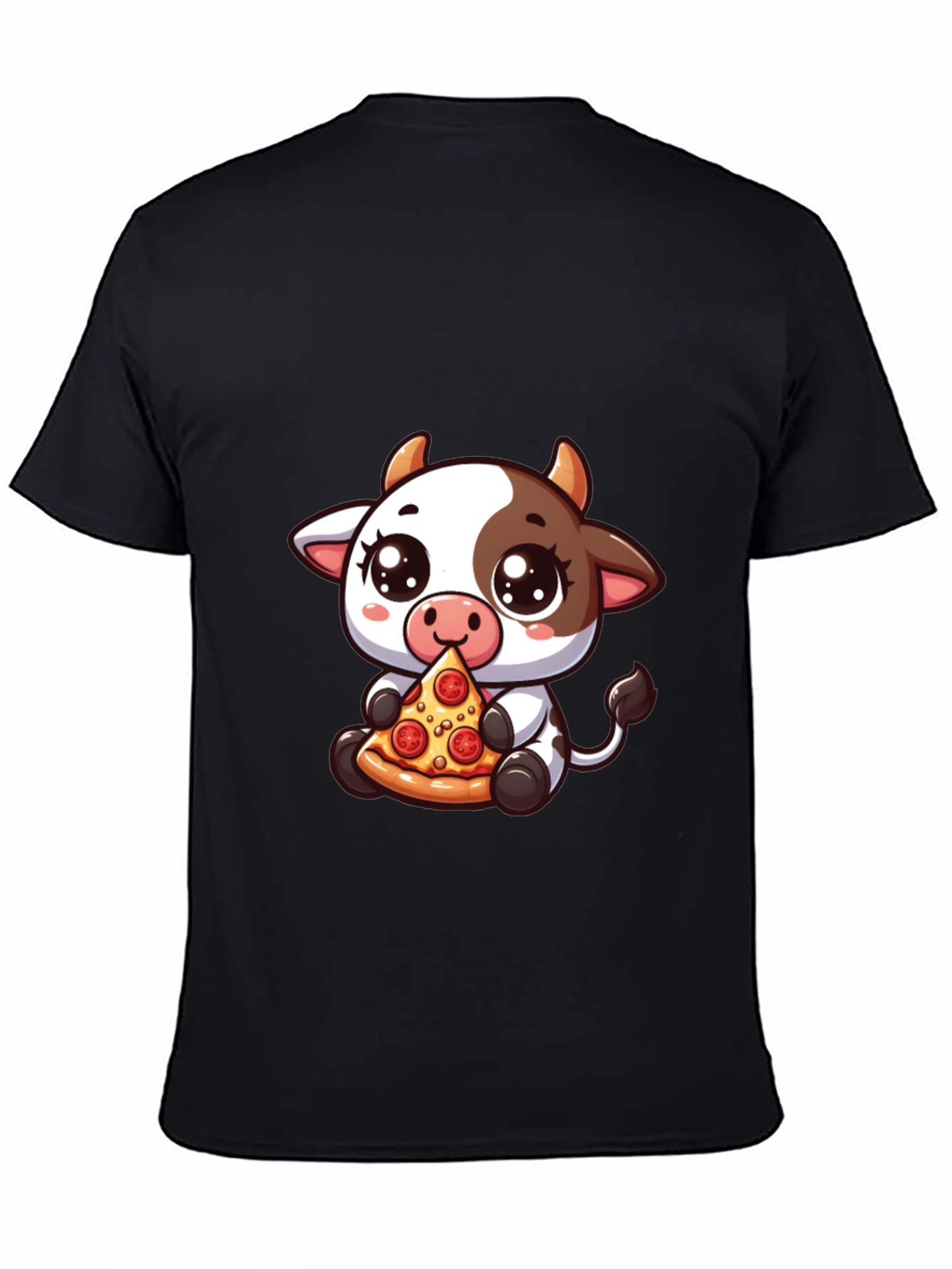 Cow Pizza Lover Black Tee