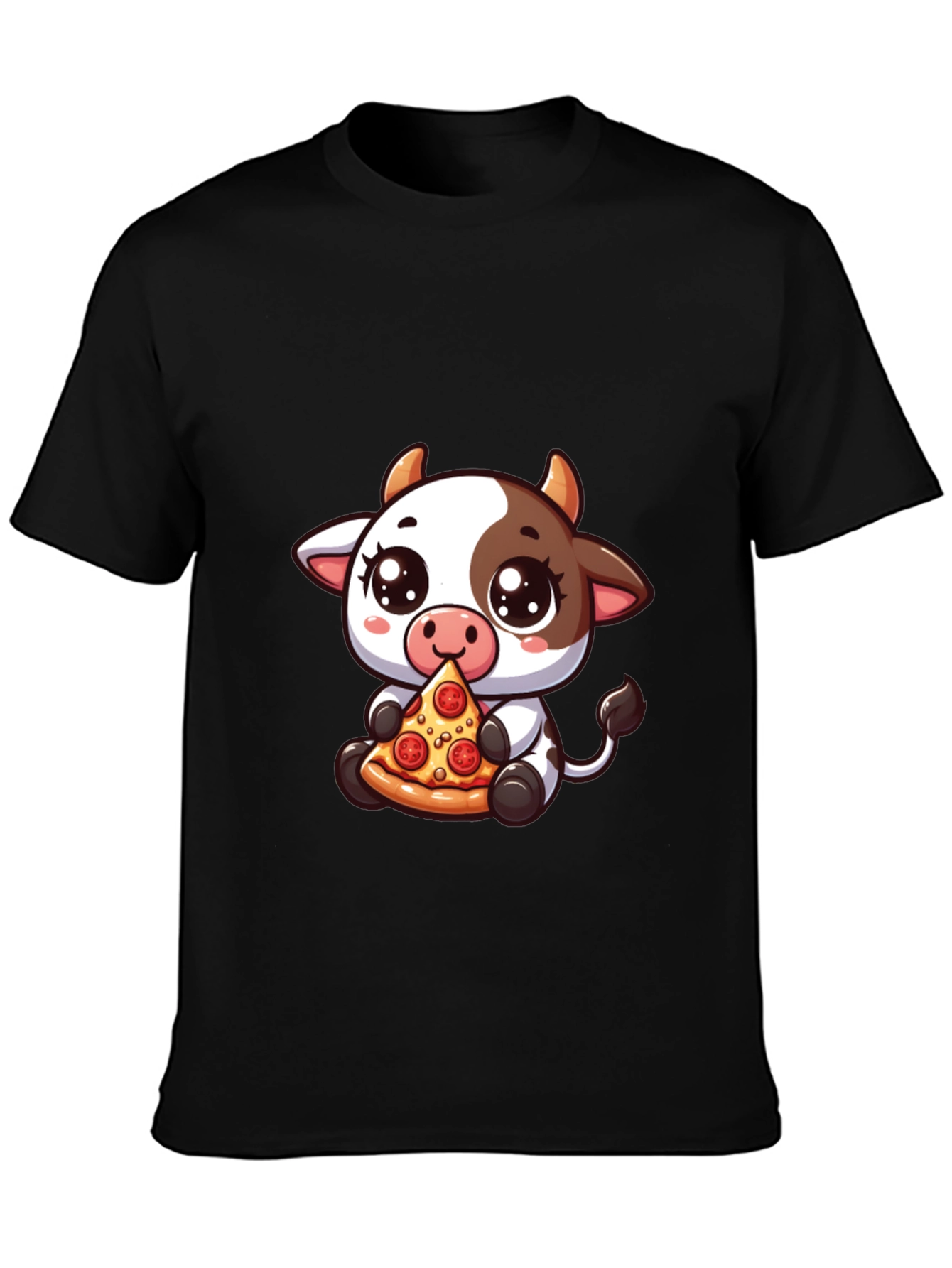 Cow Pizza Lover Black Tee