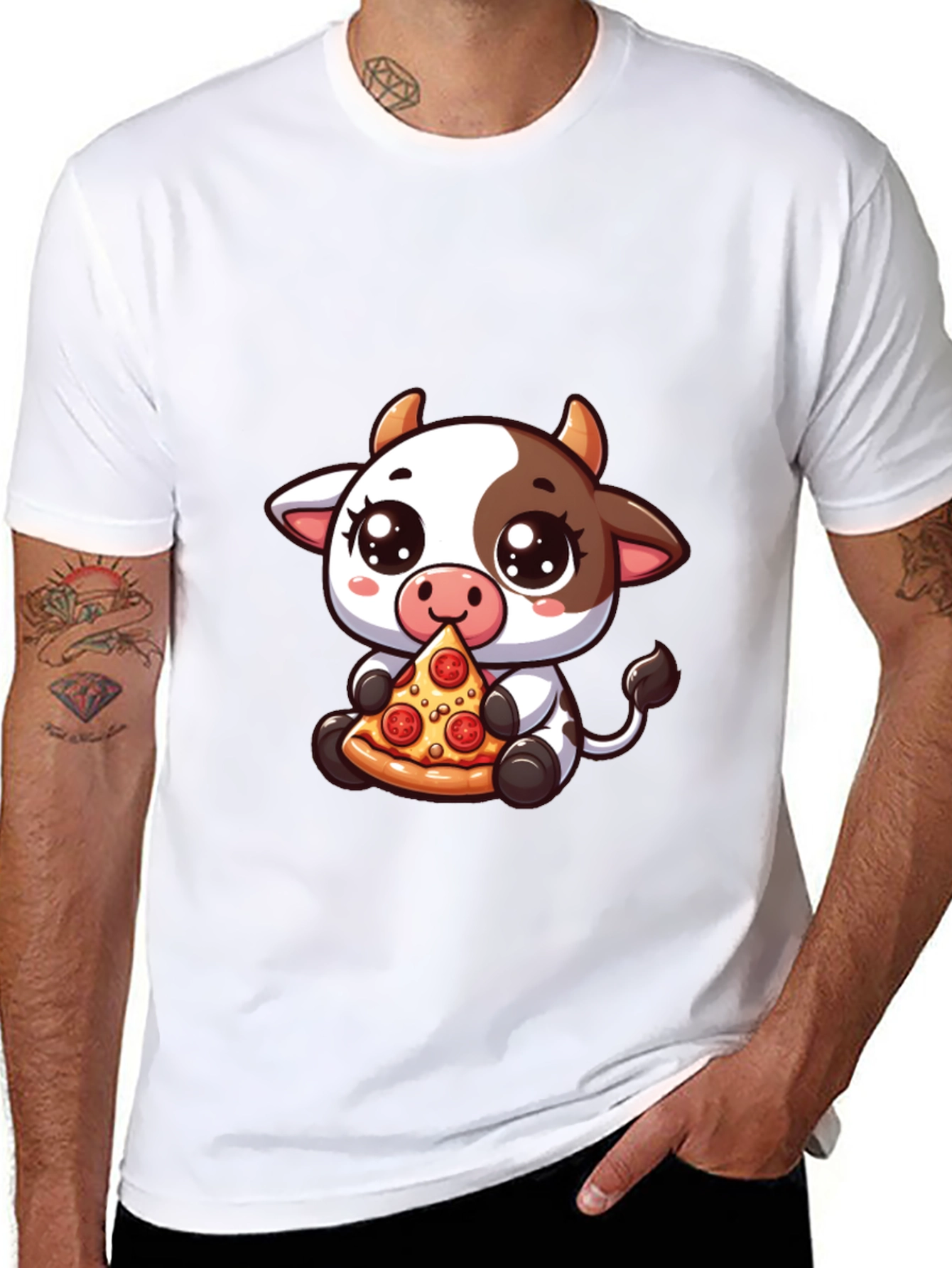 Cow Pizza Lover Black Tee