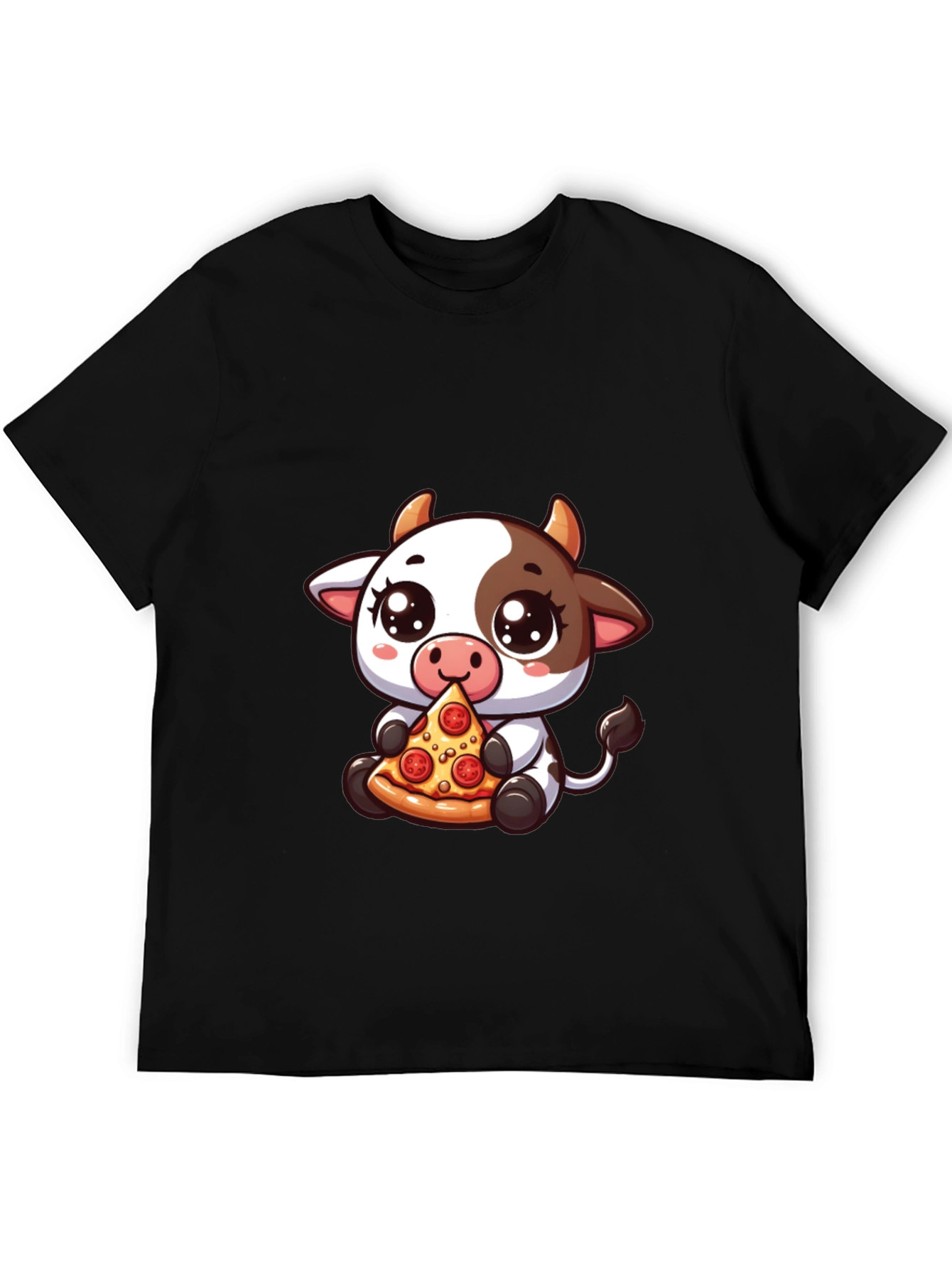 Cow Pizza Lover Black Tee