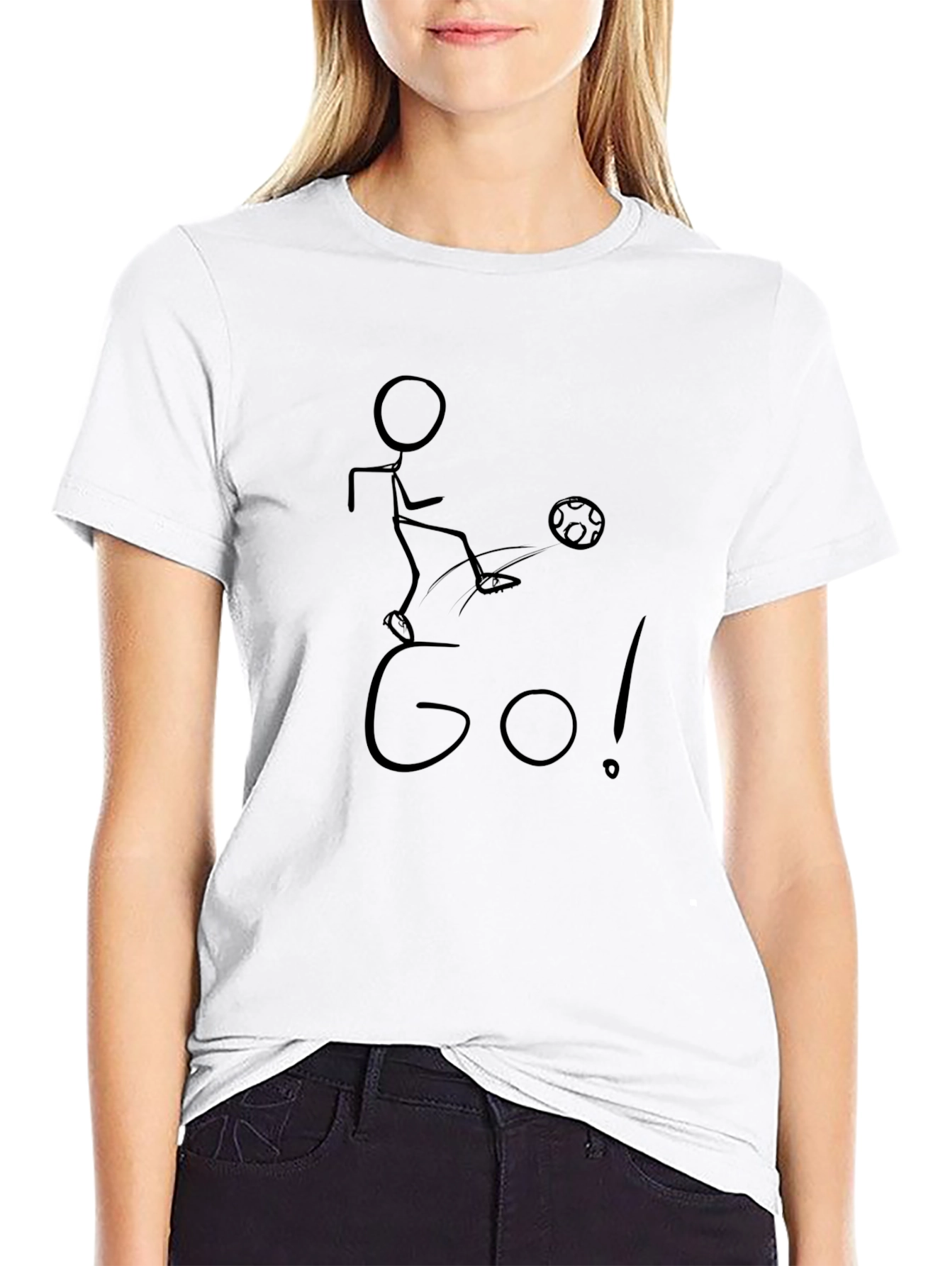 Stick Figure Soccer Go! Black T-Shirt