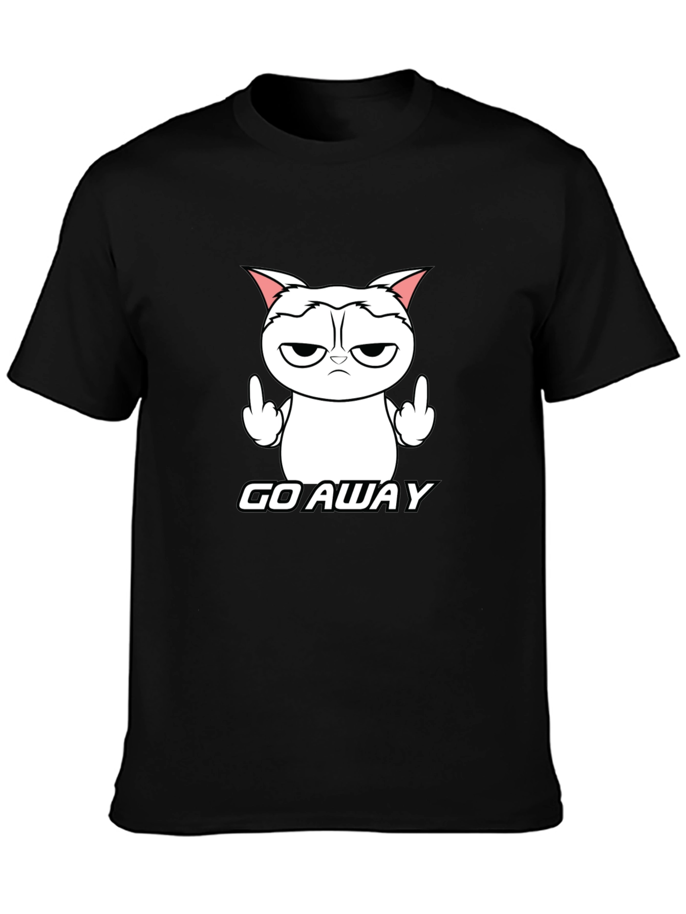 Grumpy Cat Middle Finger T-Shirt - Go Away