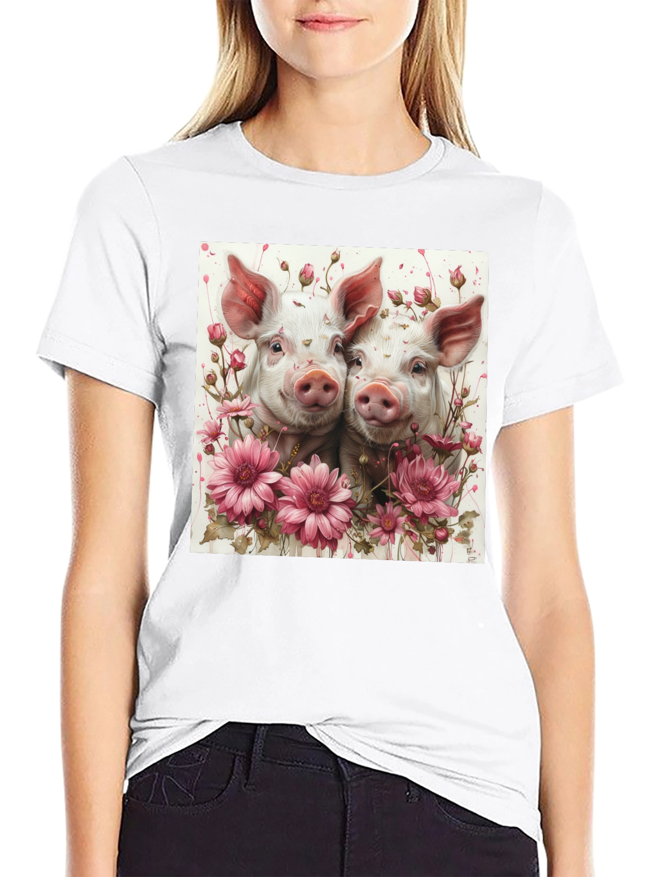 Floral Piglet Graphic Tee