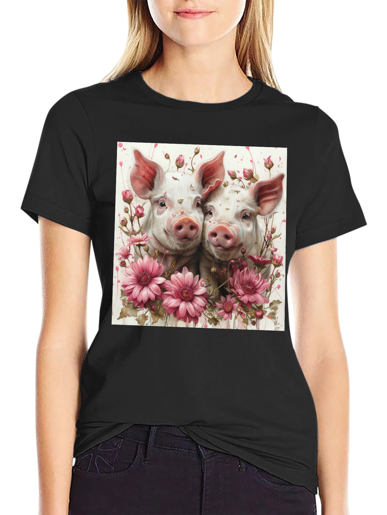 Floral Piglet Graphic Tee