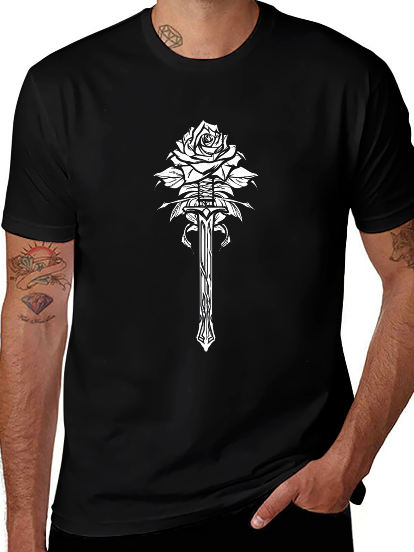 Rose & Sword Graphic Tee - Black