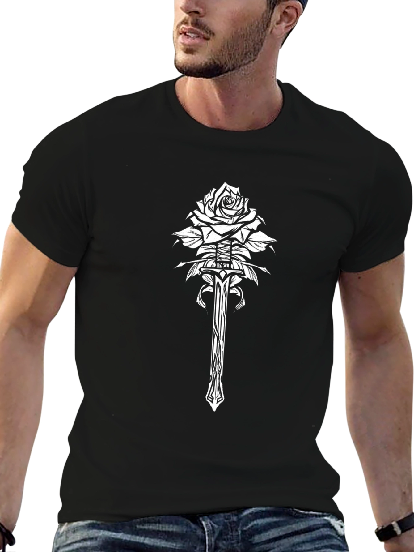 Rose & Sword Graphic Tee - Black