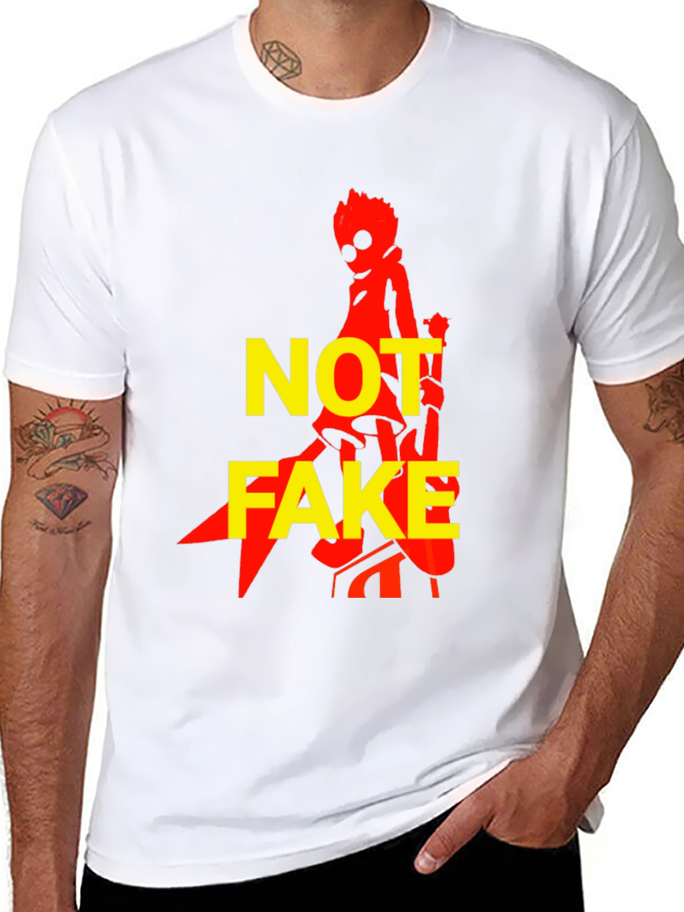 Not Fake T-Shirt - Graphic Print Black Tee
