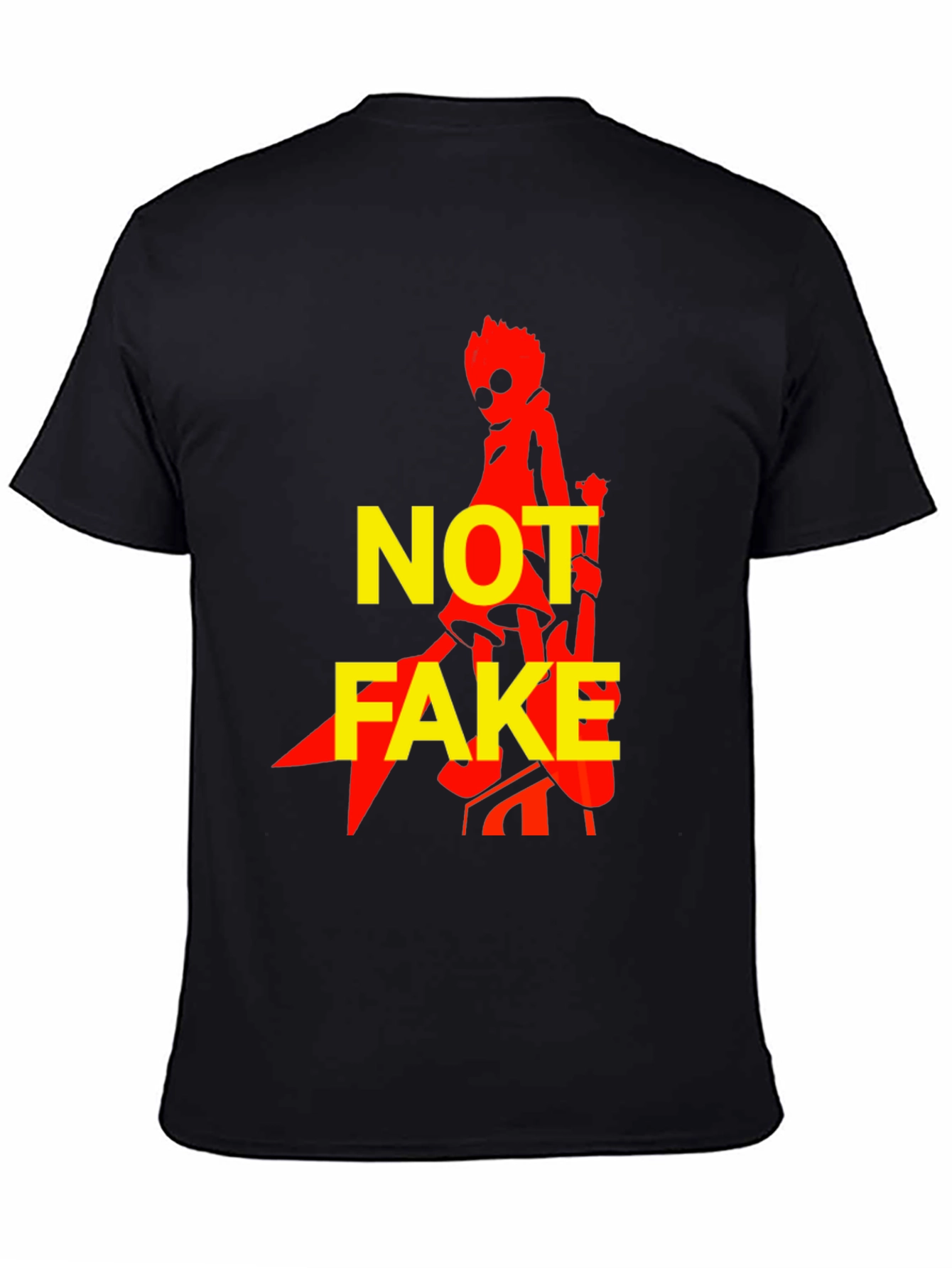 Not Fake T-Shirt - Graphic Print Black Tee