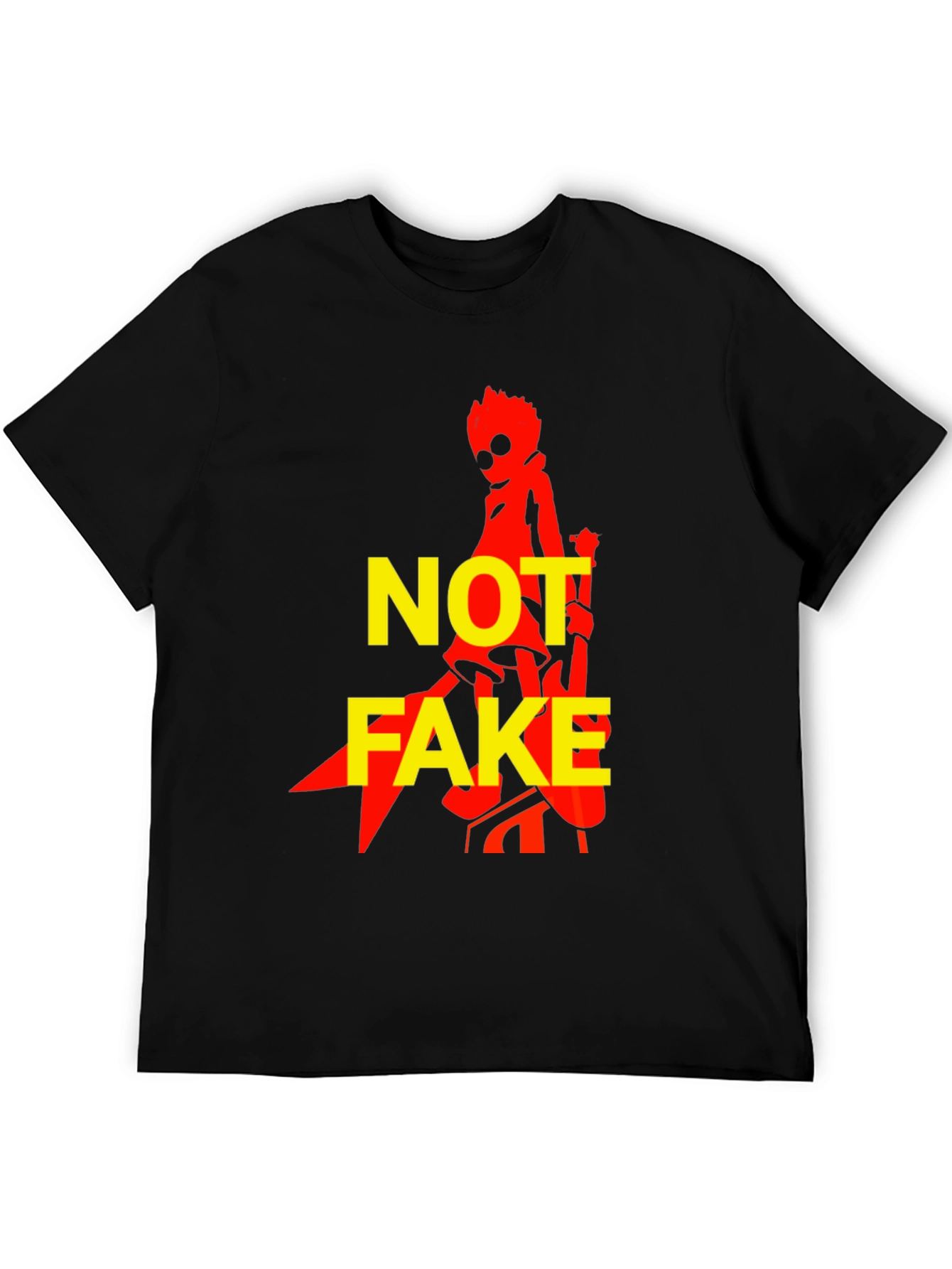 Not Fake T-Shirt - Graphic Print Black Tee