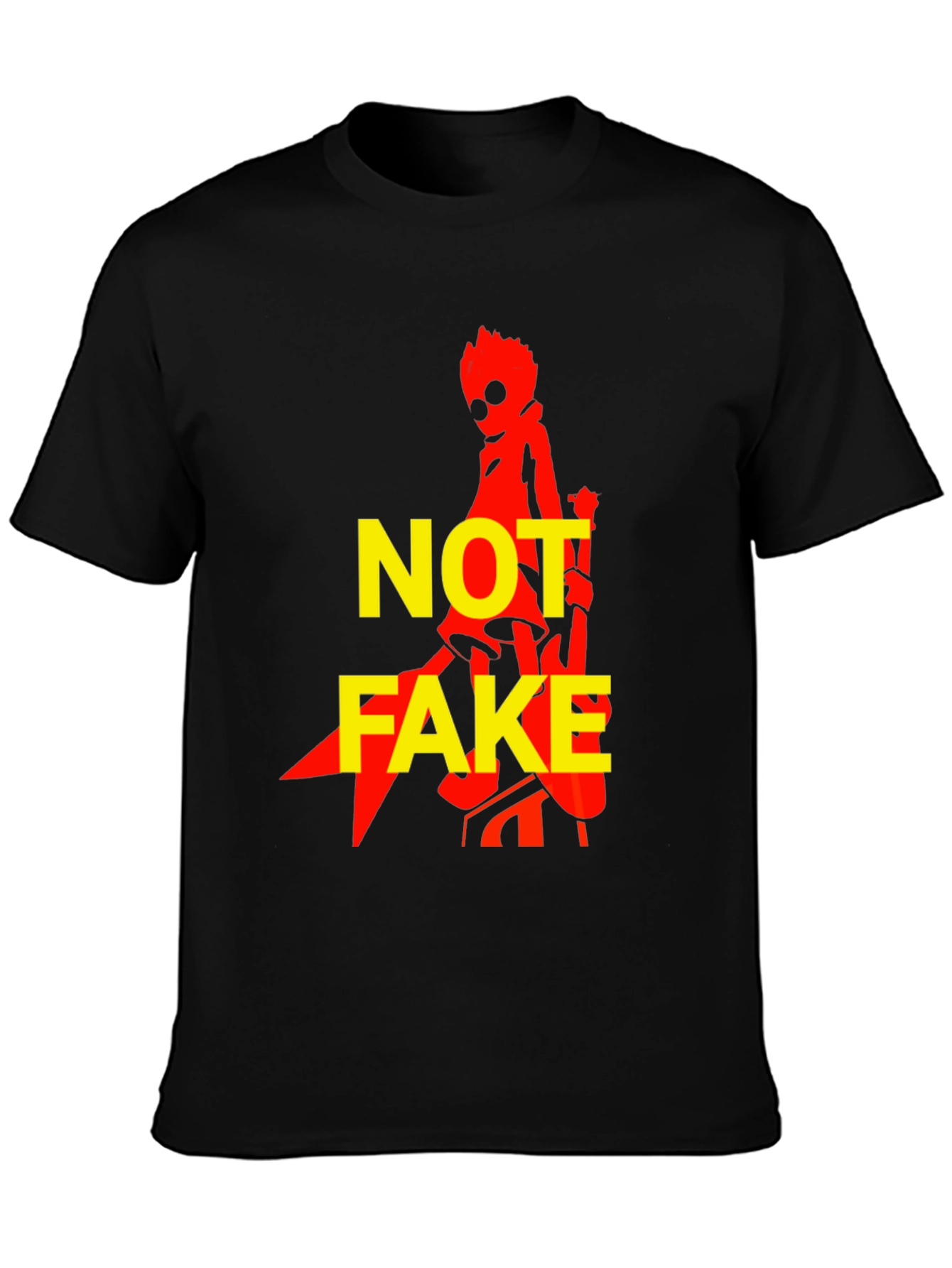 Not Fake T-Shirt - Graphic Print Black Tee